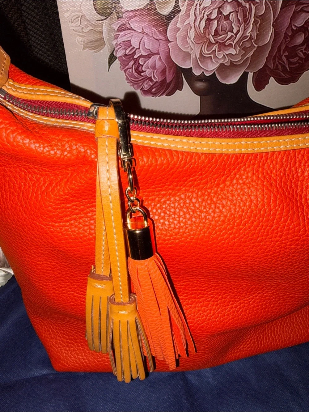 Dooney & Bourke Patterson Pebble Leather Paige Sac in orange/clementine